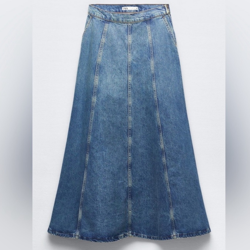 Zara Blue Flared Jean Skirt